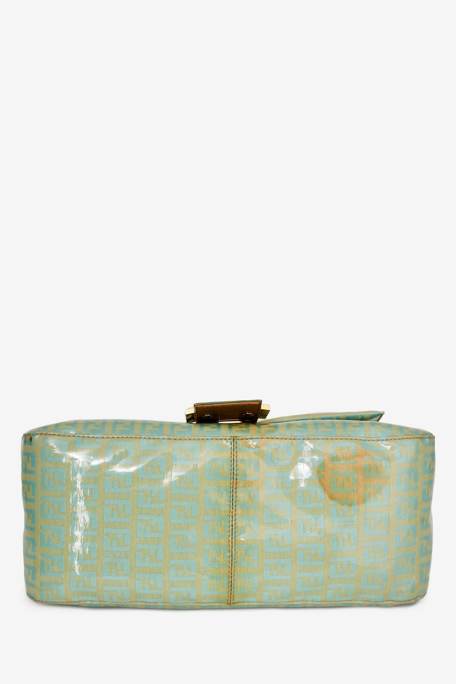 Fendi Green Vinyl Coated Zucca Print Mama Baguette (As Is)