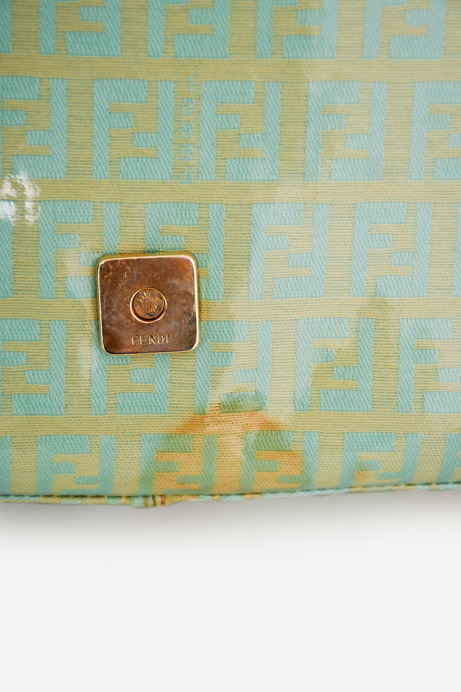 Fendi Green Vinyl Coated Zucca Print Mama Baguette (As Is)