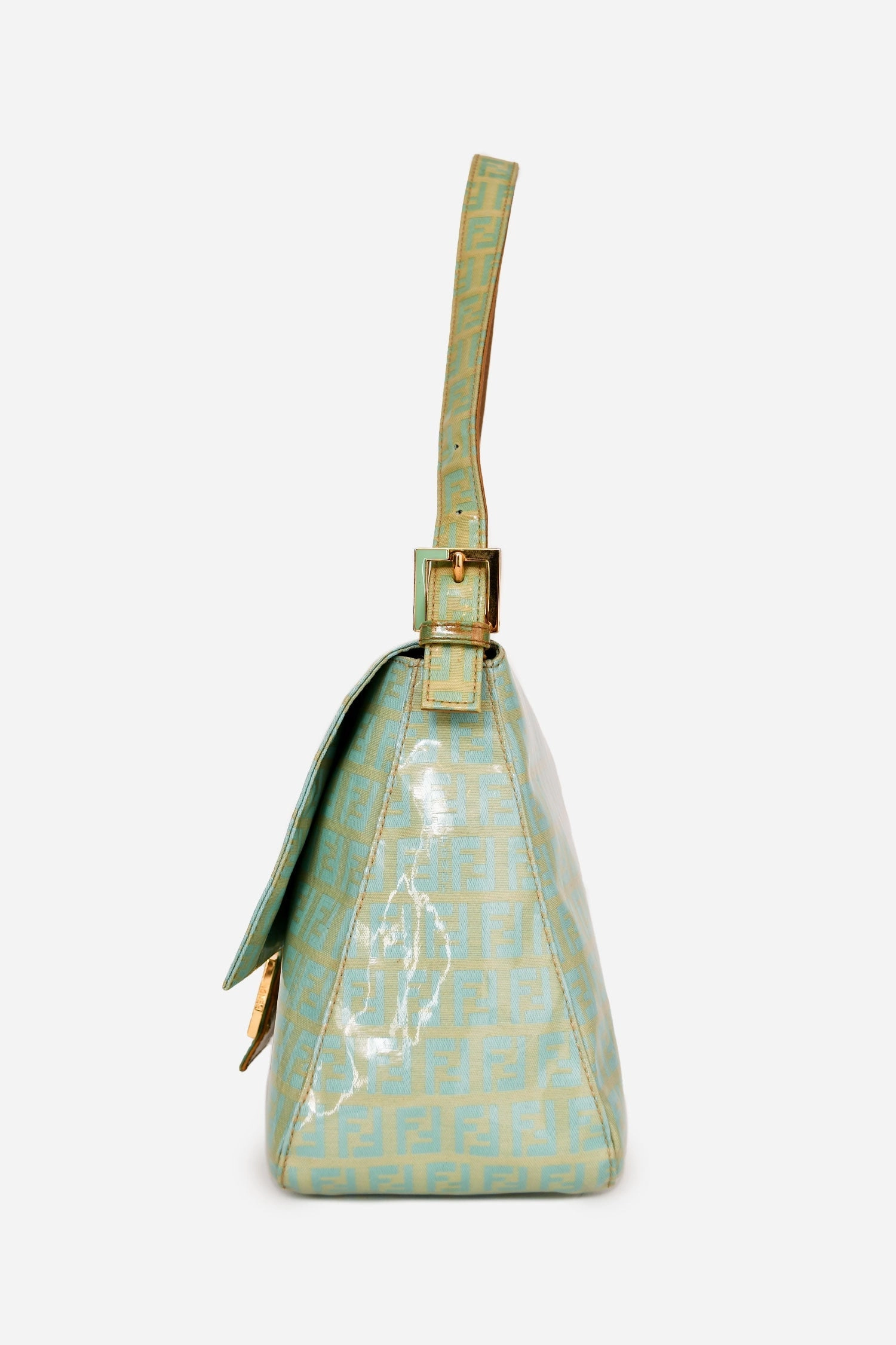 Fendi Green Vinyl Coated Zucca Print Mama Baguette (As Is)