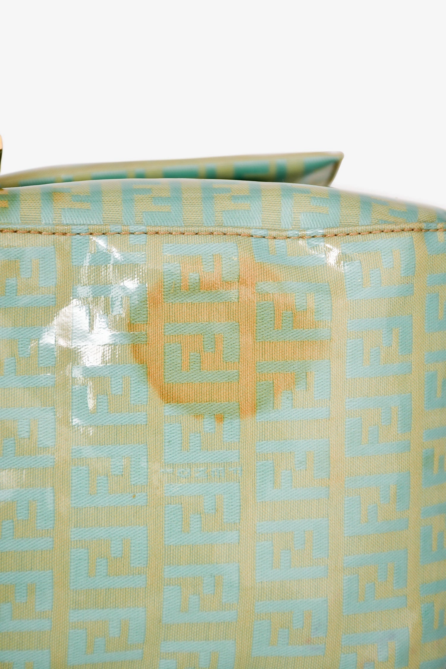 Fendi Green Vinyl Coated Zucca Print Mama Baguette (As Is)