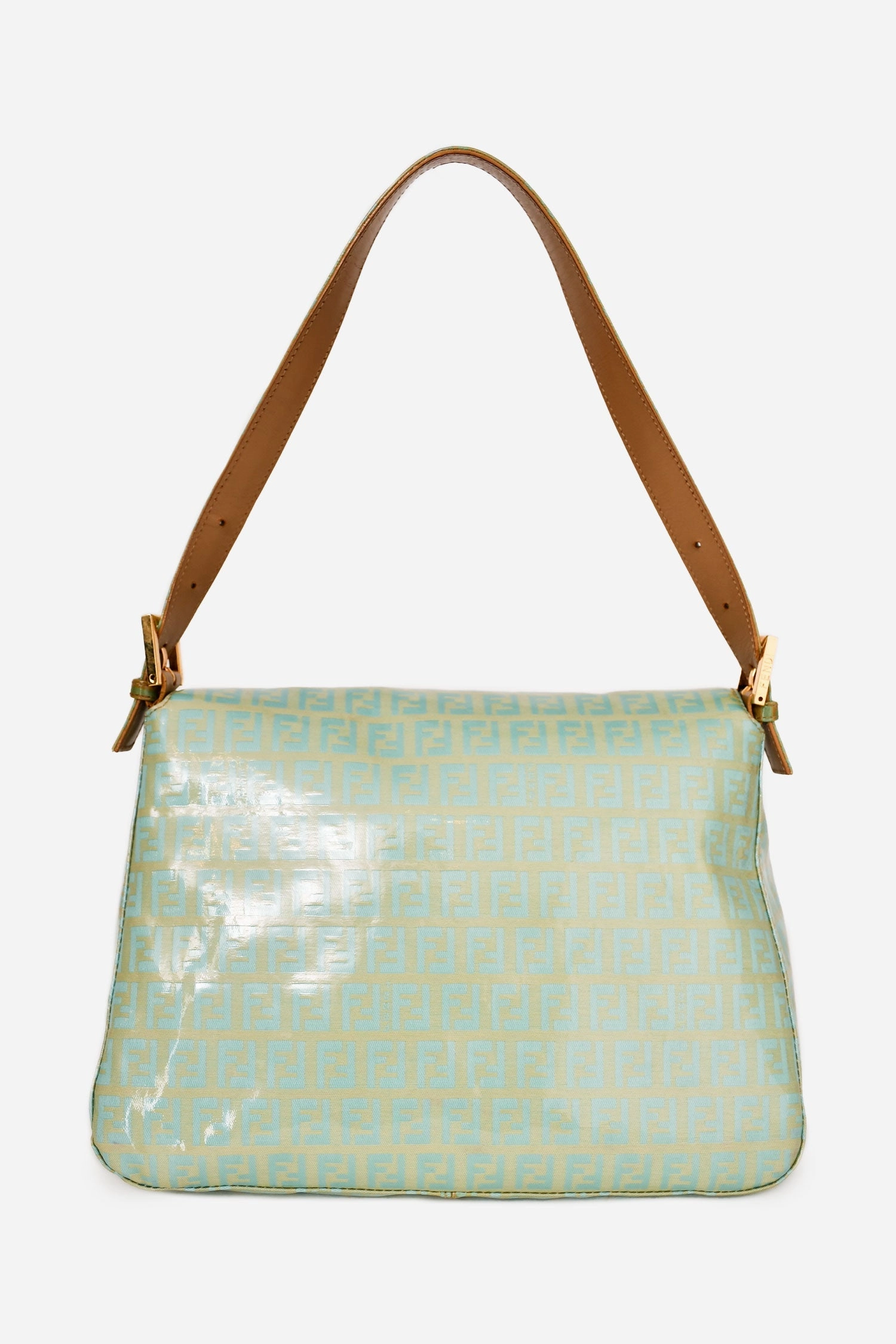 Fendi Green Vinyl Coated Zucca Print Mama Baguette (As Is)