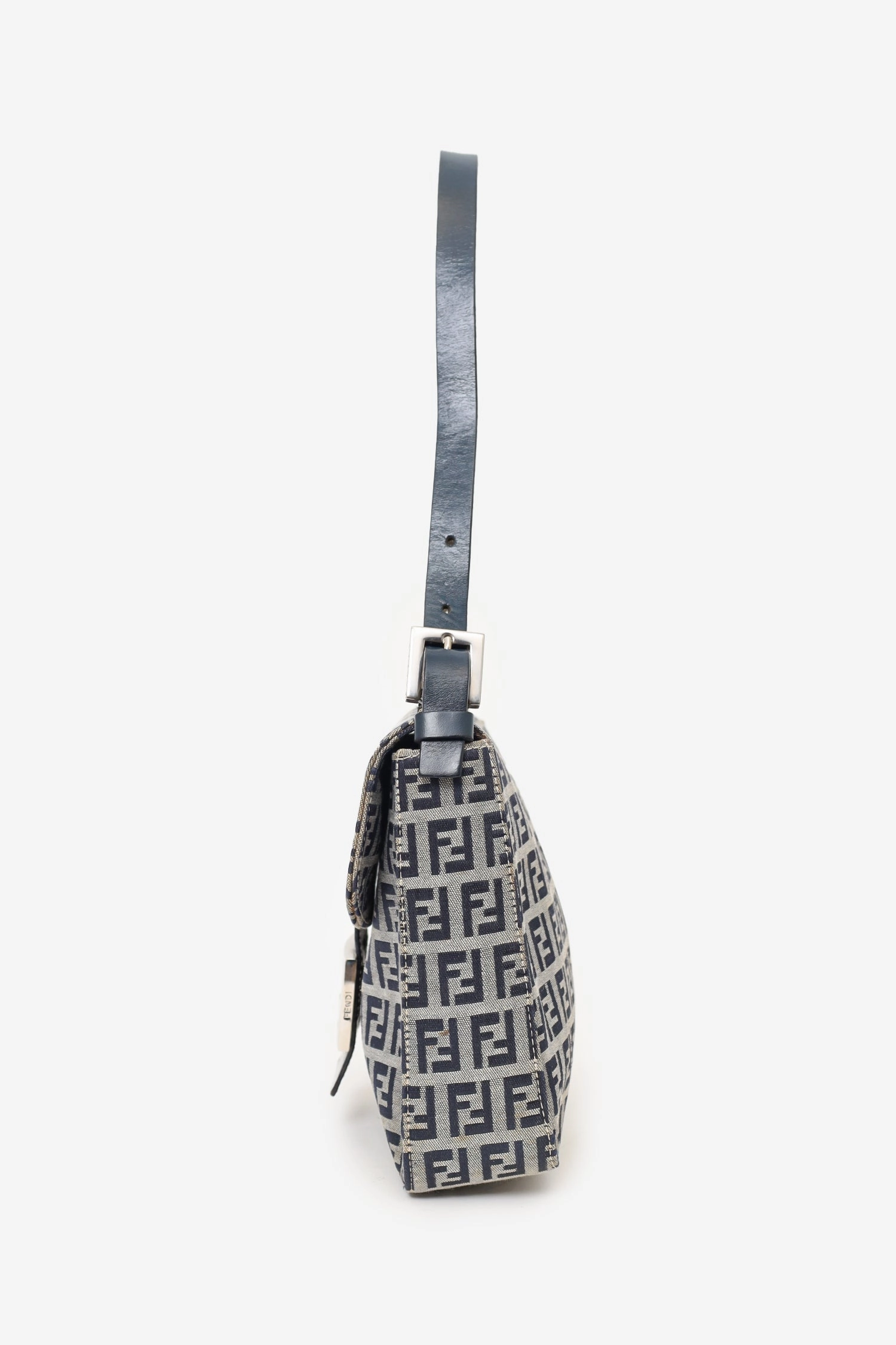 Fendi Navy/Grey Canvas FF Zucca Mamma Baguette Shoulder Bag
