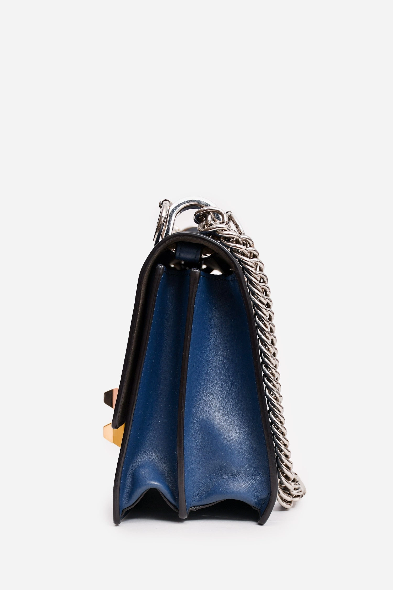 Fendi Navy Leather Small Kan Shoulder Bag