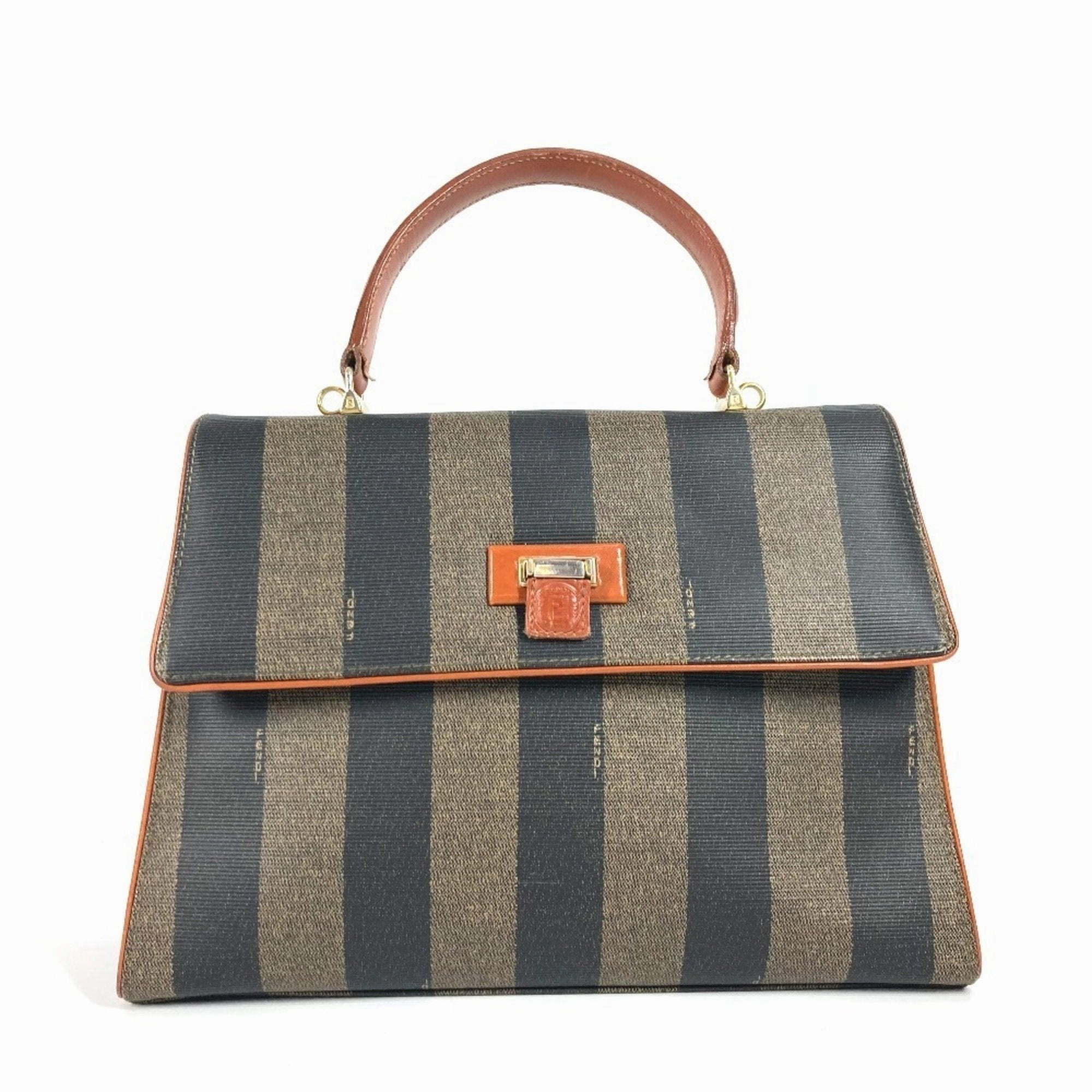 Fendi Pequin  Pvc Leather Handbag Tote Bag (Pre-Owned)