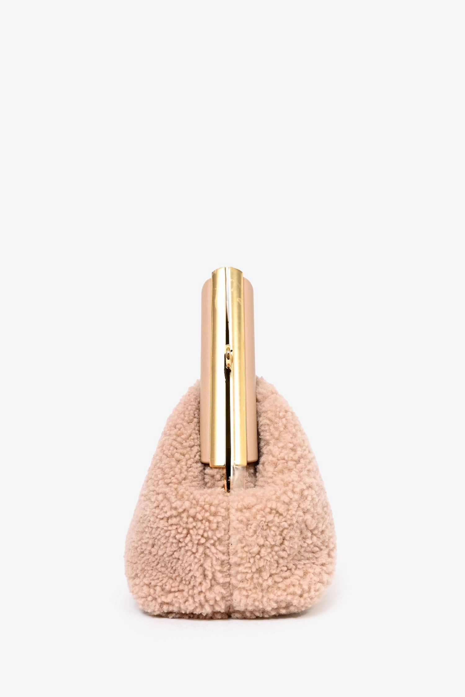 Fendi Pink Shearling Small First Clutch with Strap