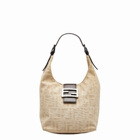 Fendi Zucca Canvas Leather Handbag Tote Bag (Pre-Owned)