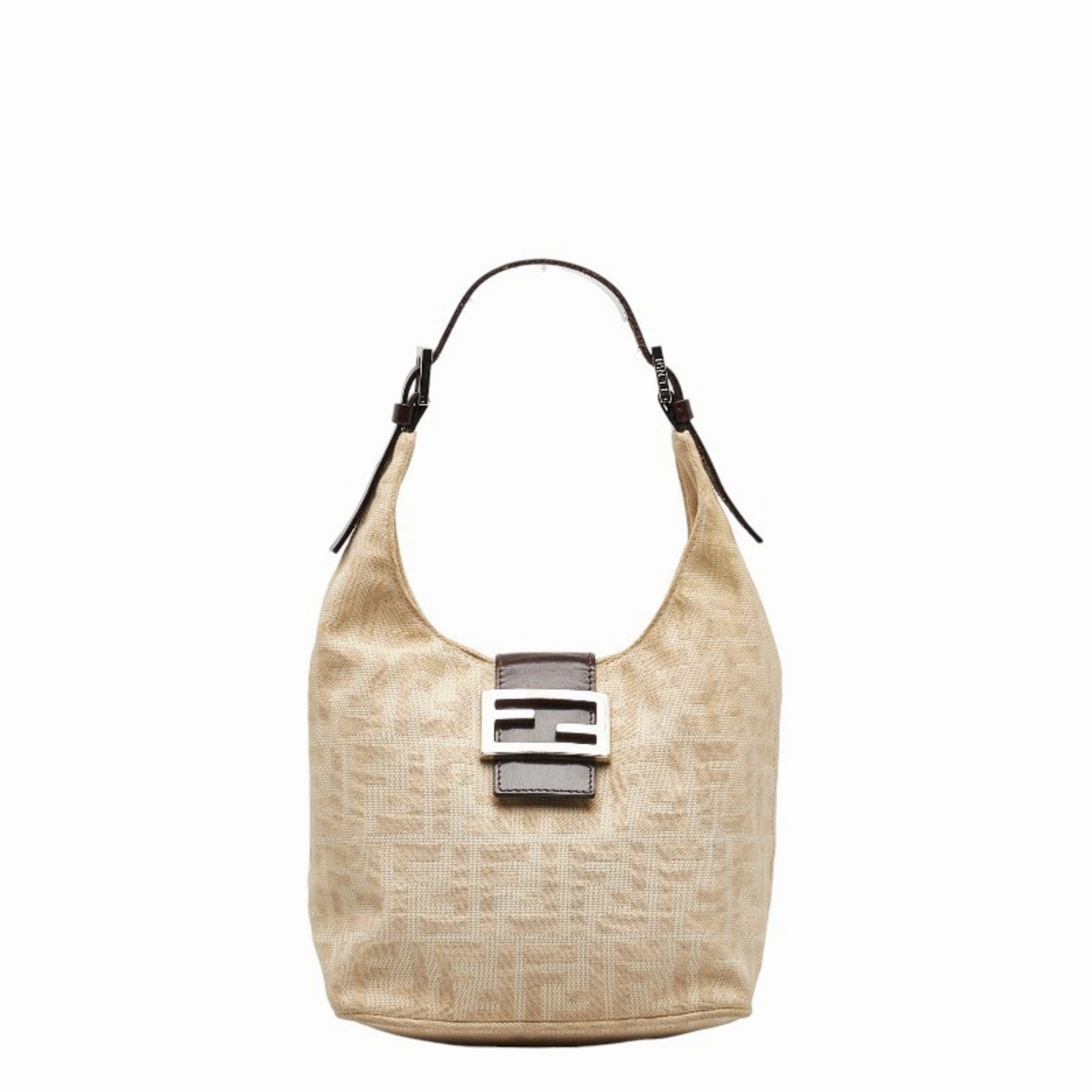 Fendi Zucca Canvas Leather Handbag Tote Bag (Pre-Owned)