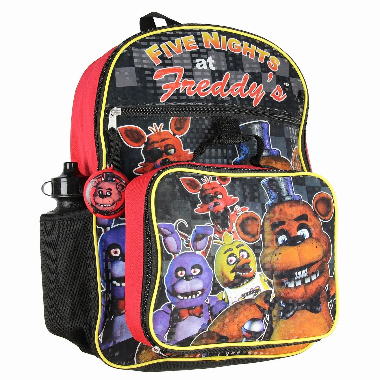 Five Nights At Freddy's 16" Backpack Lunch Box Water Bottle Lunch Kit -5 Piece Set - One Size