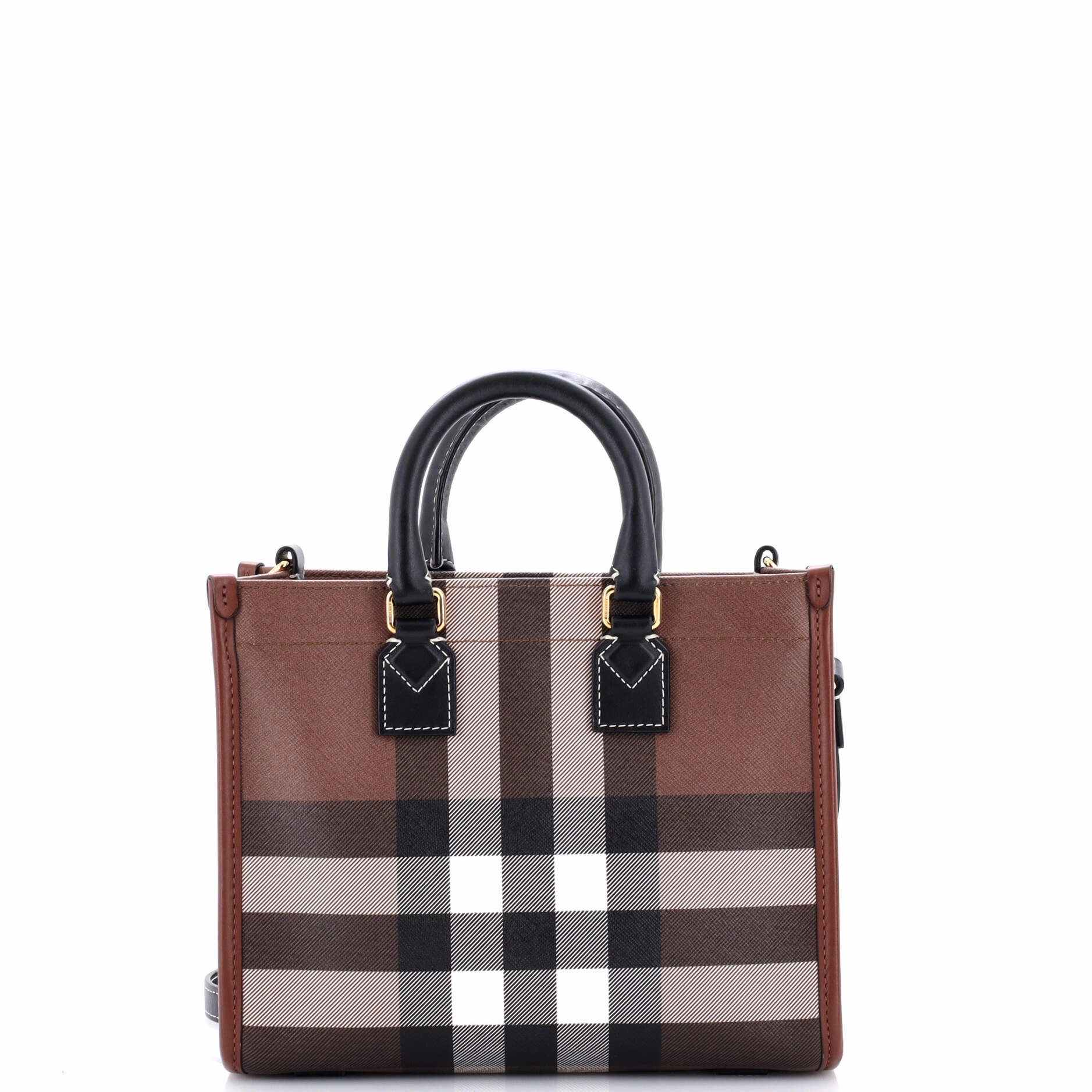 Freya Shopping Tote Check Canvas with Leather Mini
