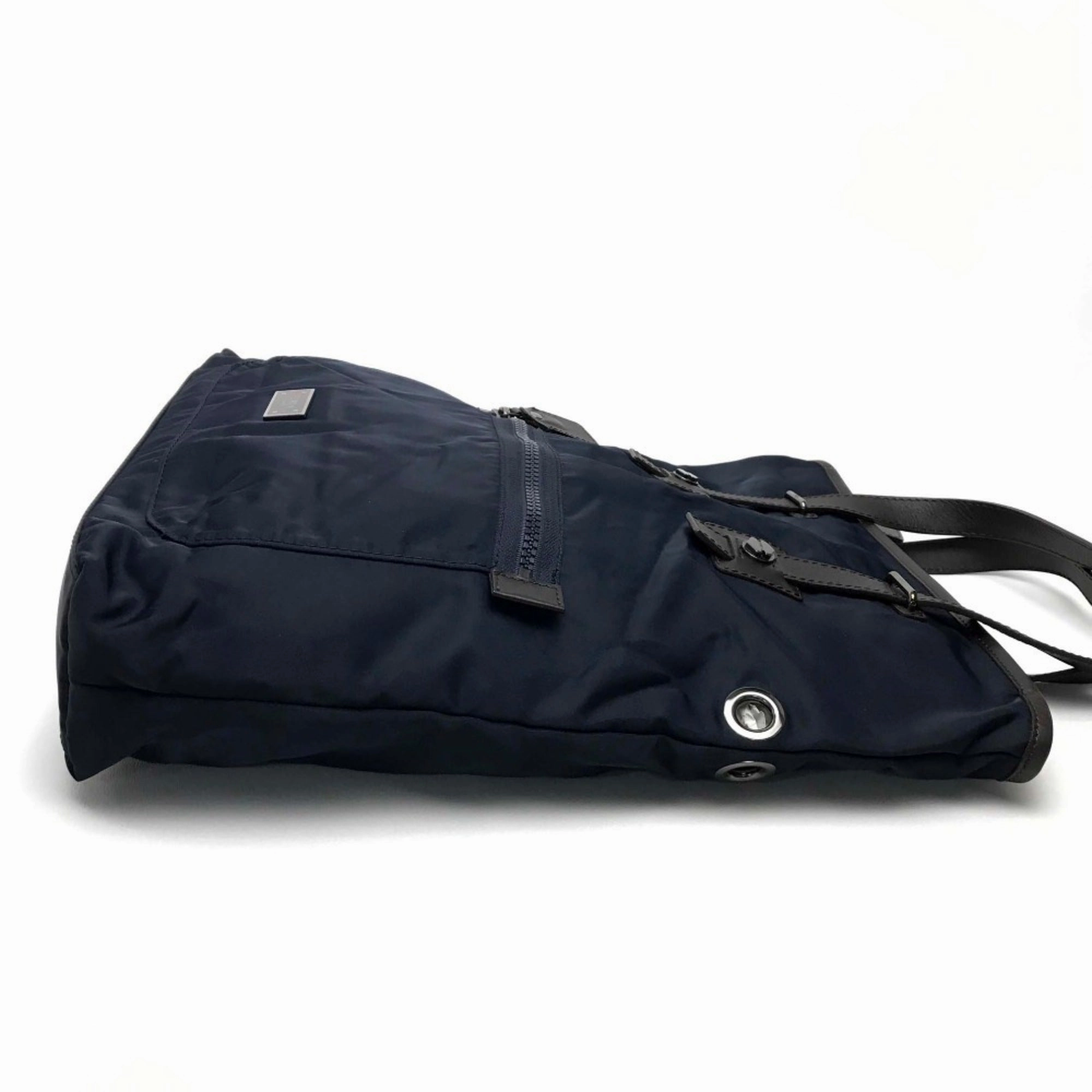 Furla   Navy Nylon Leather Shoulder Bag Tote Bag (Pre-Owned)