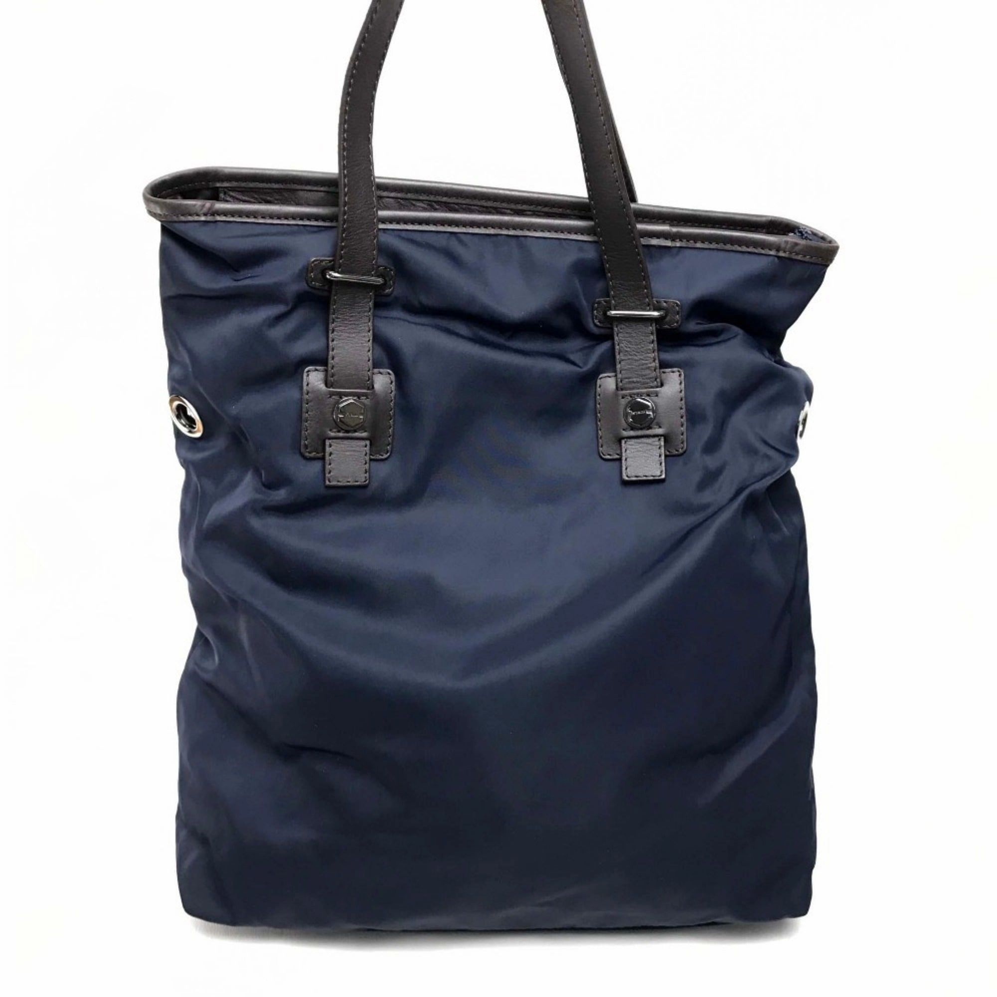 Furla   Navy Nylon Leather Shoulder Bag Tote Bag (Pre-Owned)