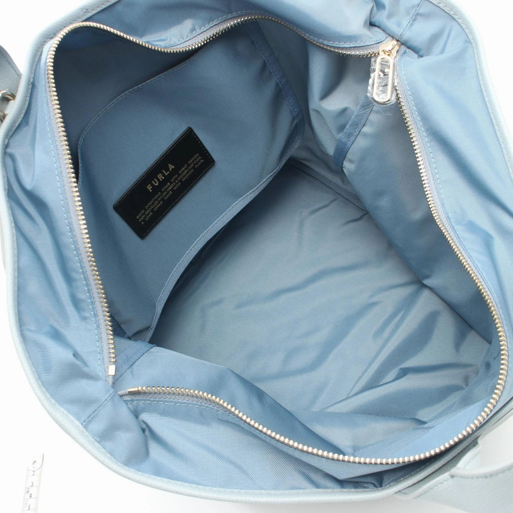 Furla blue  Leather Nylon Canvas Tote Bag