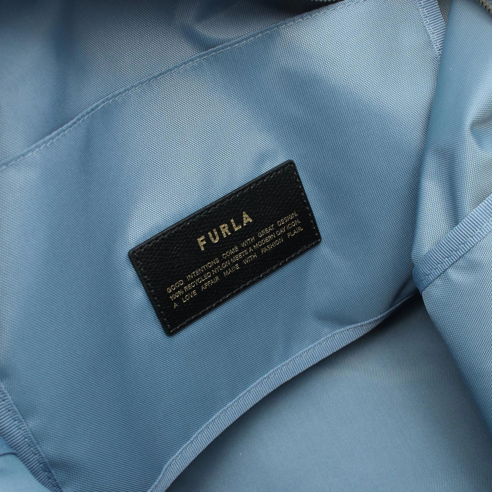 Furla blue  Leather Nylon Canvas Tote Bag