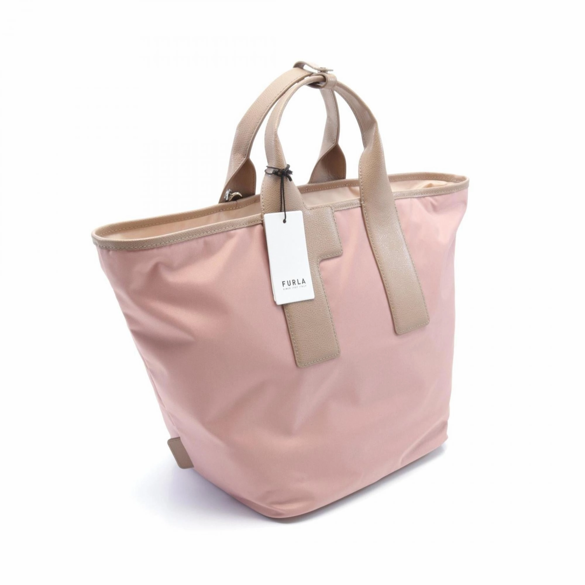 Furla  pink Nylon Leather Tote Bag