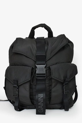 Ganni Black Recycled Tech Backpack