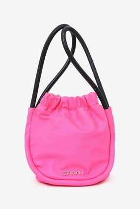 Ganni Pink/Black Nylon Bucket Bag