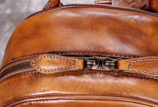 Genuine handmade Leather backpack bag rivet shoulder bag black mens women leather purse