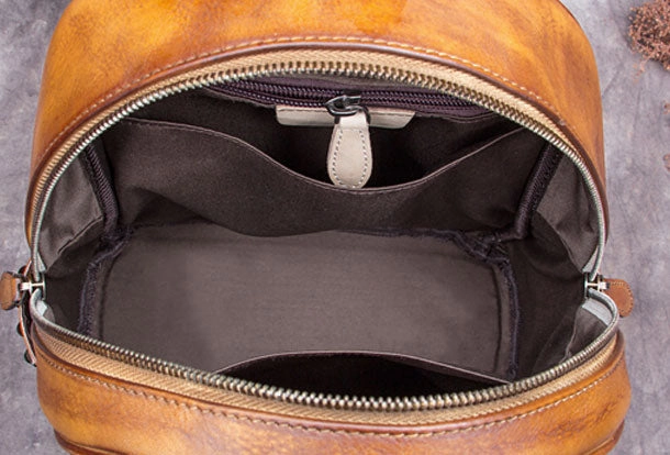 Genuine handmade Leather backpack bag rivet shoulder bag black mens women leather purse