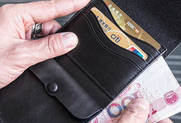 Genuine leather billfold wallet leather men billfold vintage wallet for men