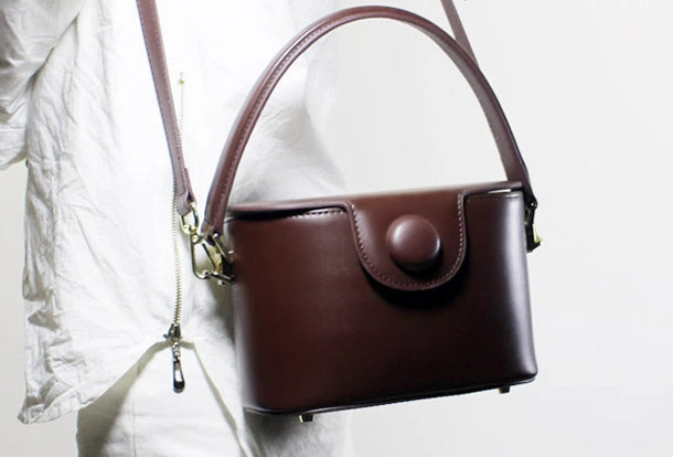 Genuine Leather Doctor Bag Bucket Bag Handbag Shoulder Bag for Women Leather Crossbody Bag