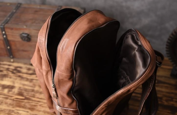 Genuine Leather Mens Cool Backpack Sling Bag Large Travel Bag Hiking Bag for men