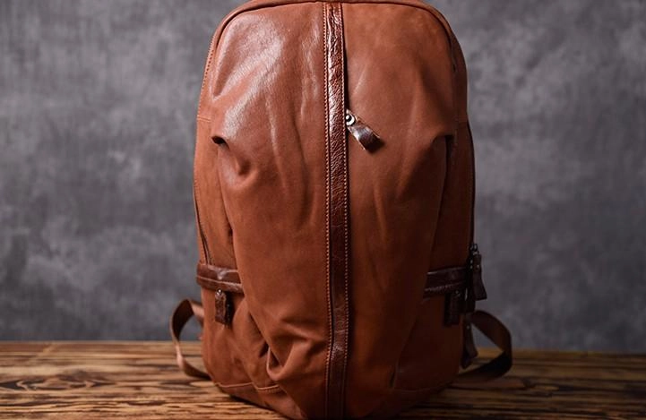 Genuine Leather Mens Cool Backpack Sling Bag Large Travel Bag Hiking Bag for men