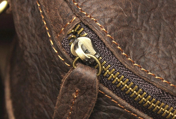 Genuine Leather Mens Cool Bucket Backpack Travel Bag Hiking Bag For Mens