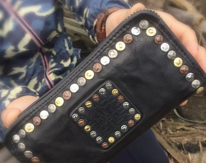 Genuine Leather Mens Cool Long Leather Wallet Biker Wallet Zipper Clutch Wallet for Men