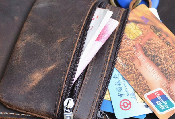 Genuine Leather Mens Wallet Cool billfold Card Coin Holder Wallet Purse for Mens