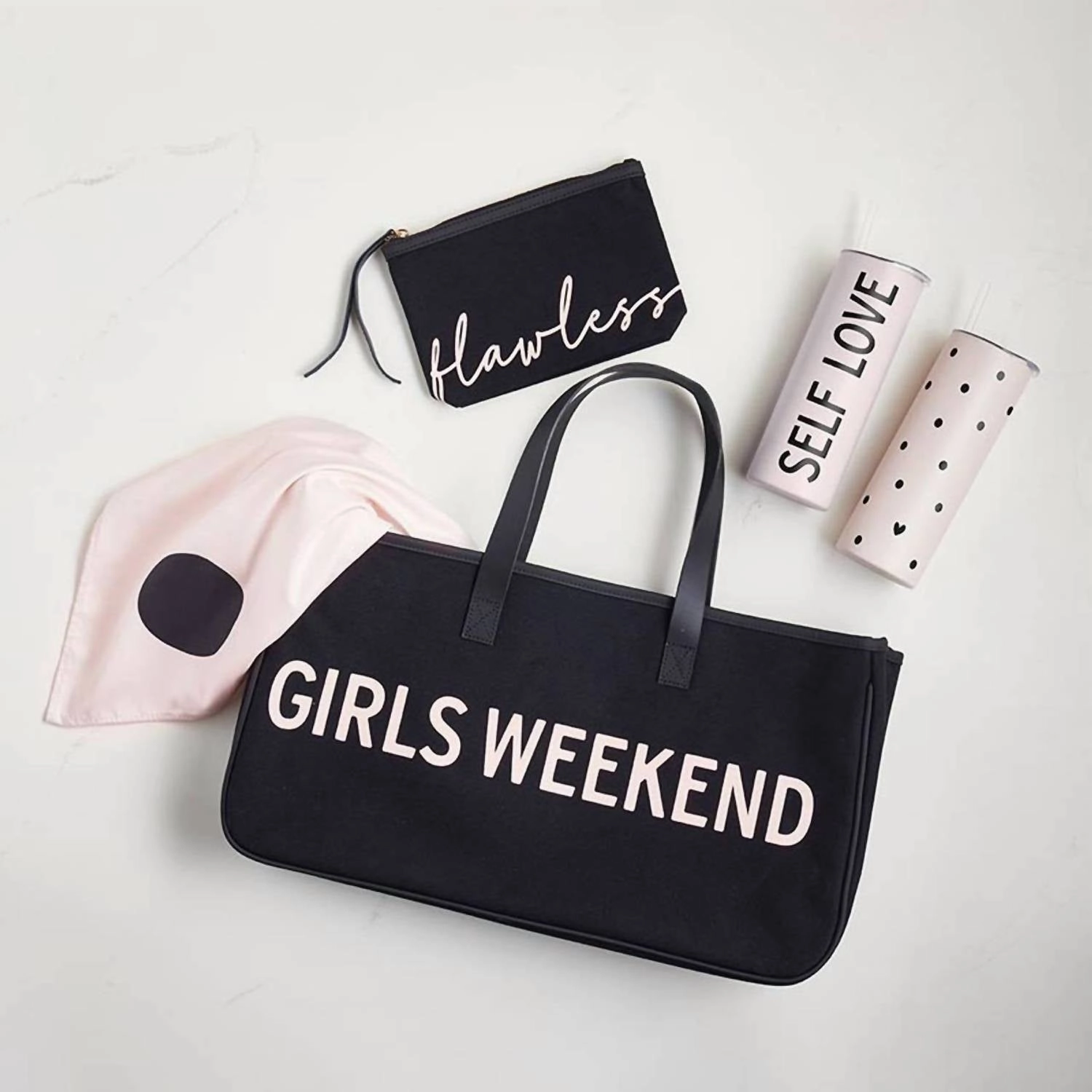 Girls Weekend Canvas Tote In Black