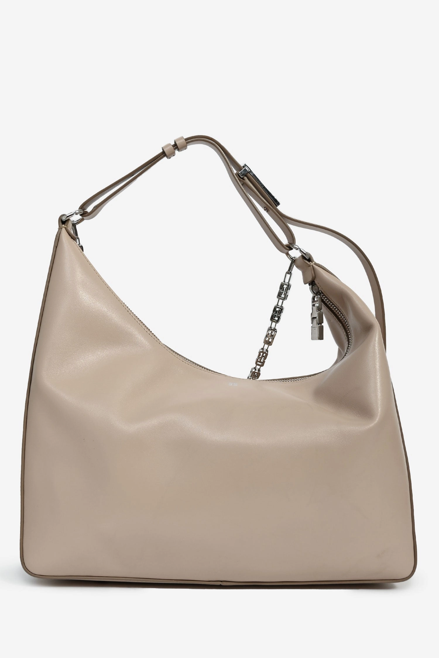 Givenchy Beige Medium Moon Cut-Out Leather Shoulder Bag with Chain