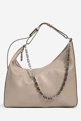 Givenchy Beige Medium Moon Cut-Out Leather Shoulder Bag with Chain