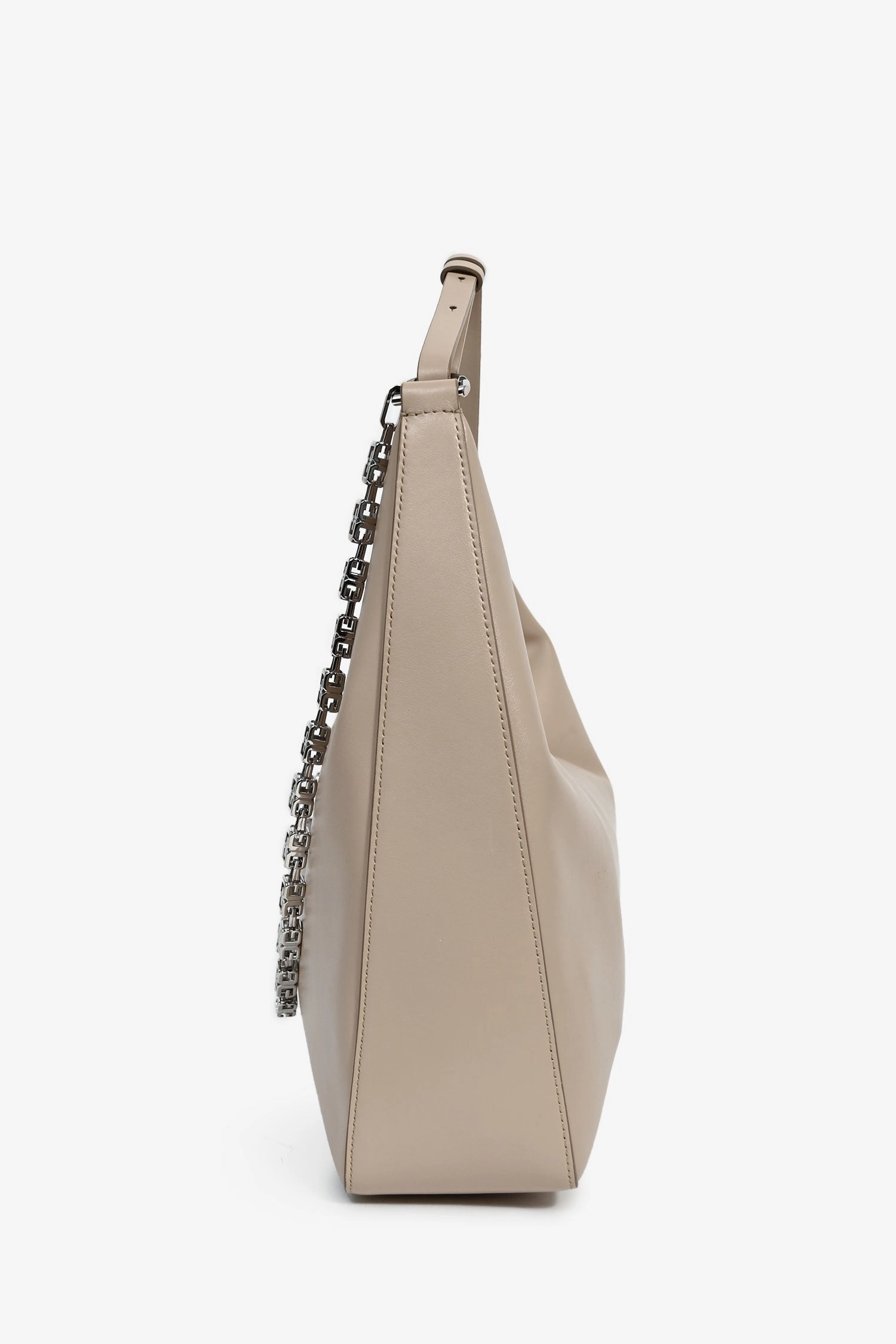Givenchy Beige Medium Moon Cut-Out Leather Shoulder Bag with Chain