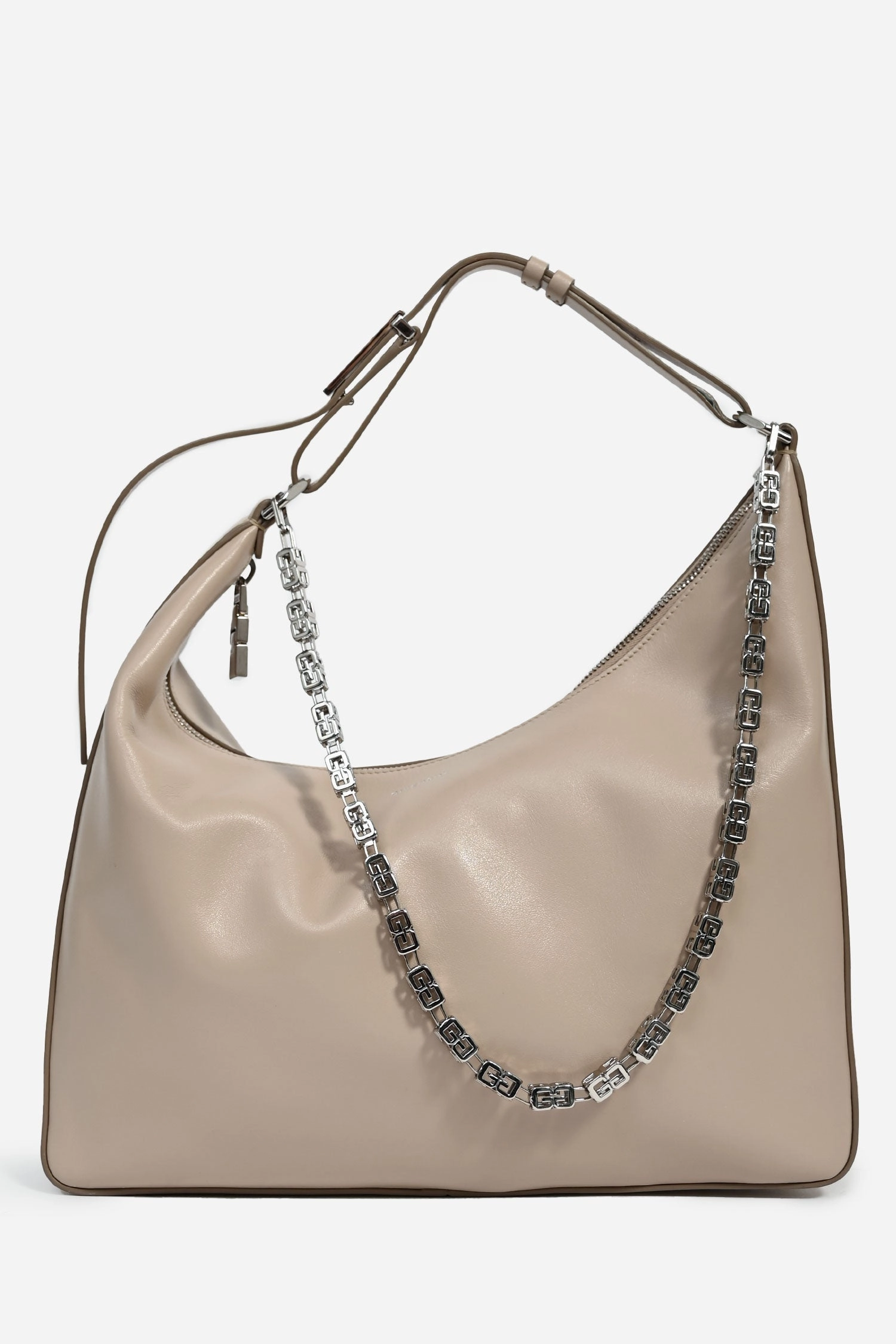 Givenchy Beige Medium Moon Cut-Out Leather Shoulder Bag with Chain