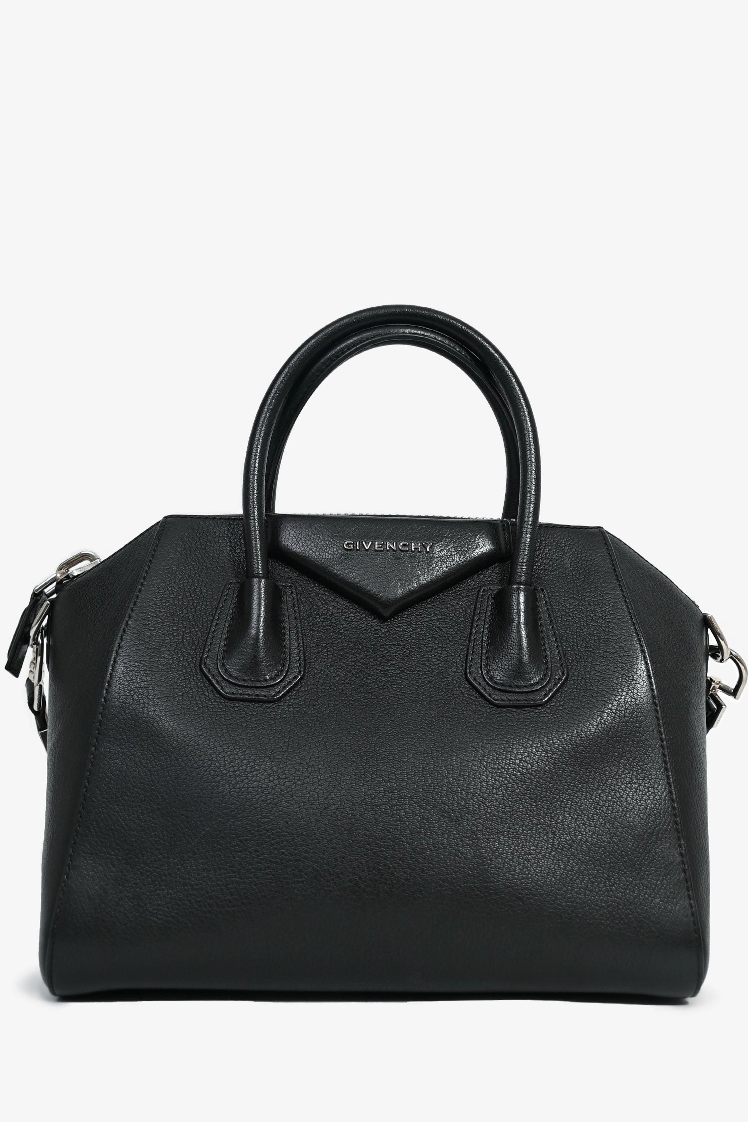 Givenchy Black Leather Medium Antigona Top Handle with Strap