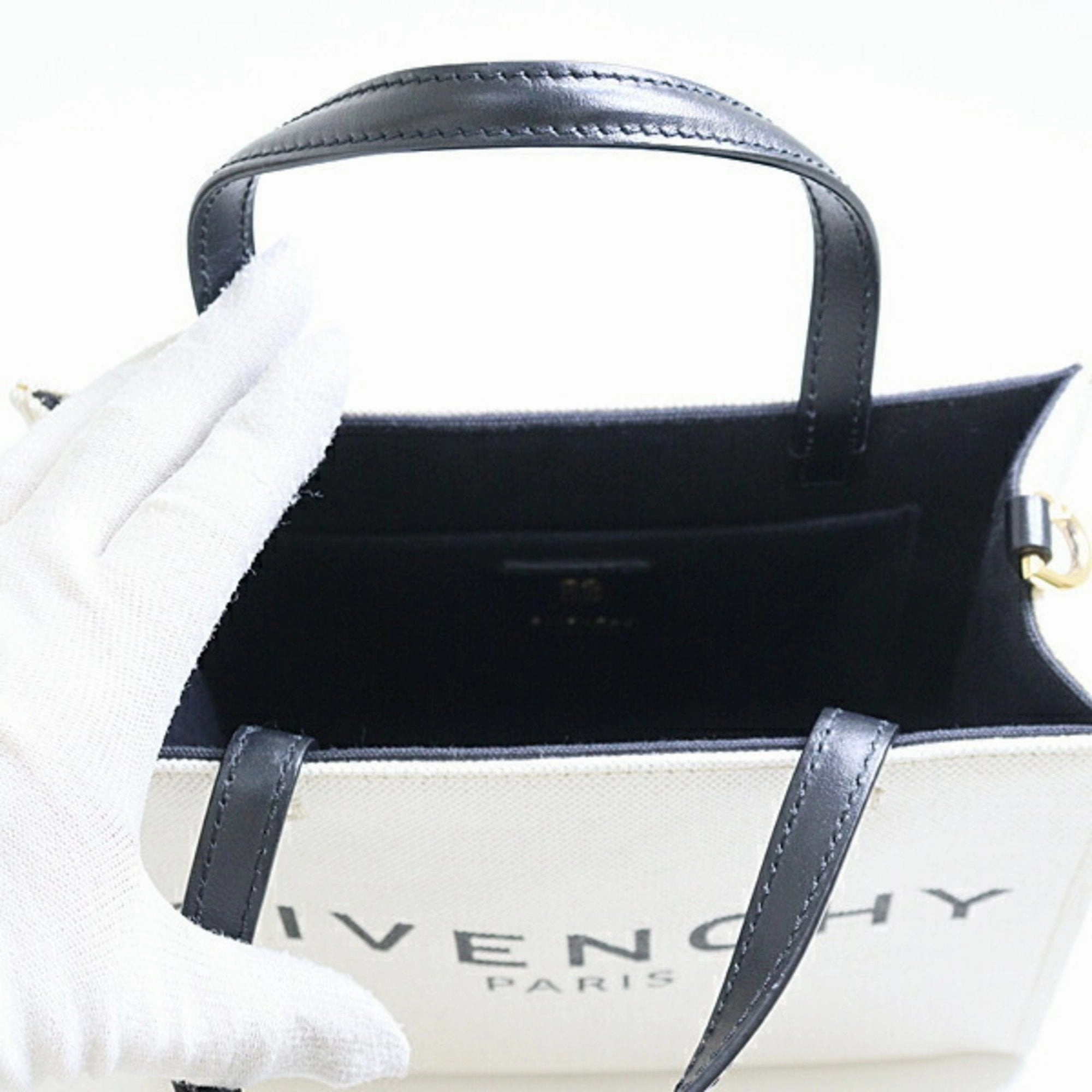 Givenchy  Linen Cotton Canvas Leather Tote Bag (Pre-Owned)