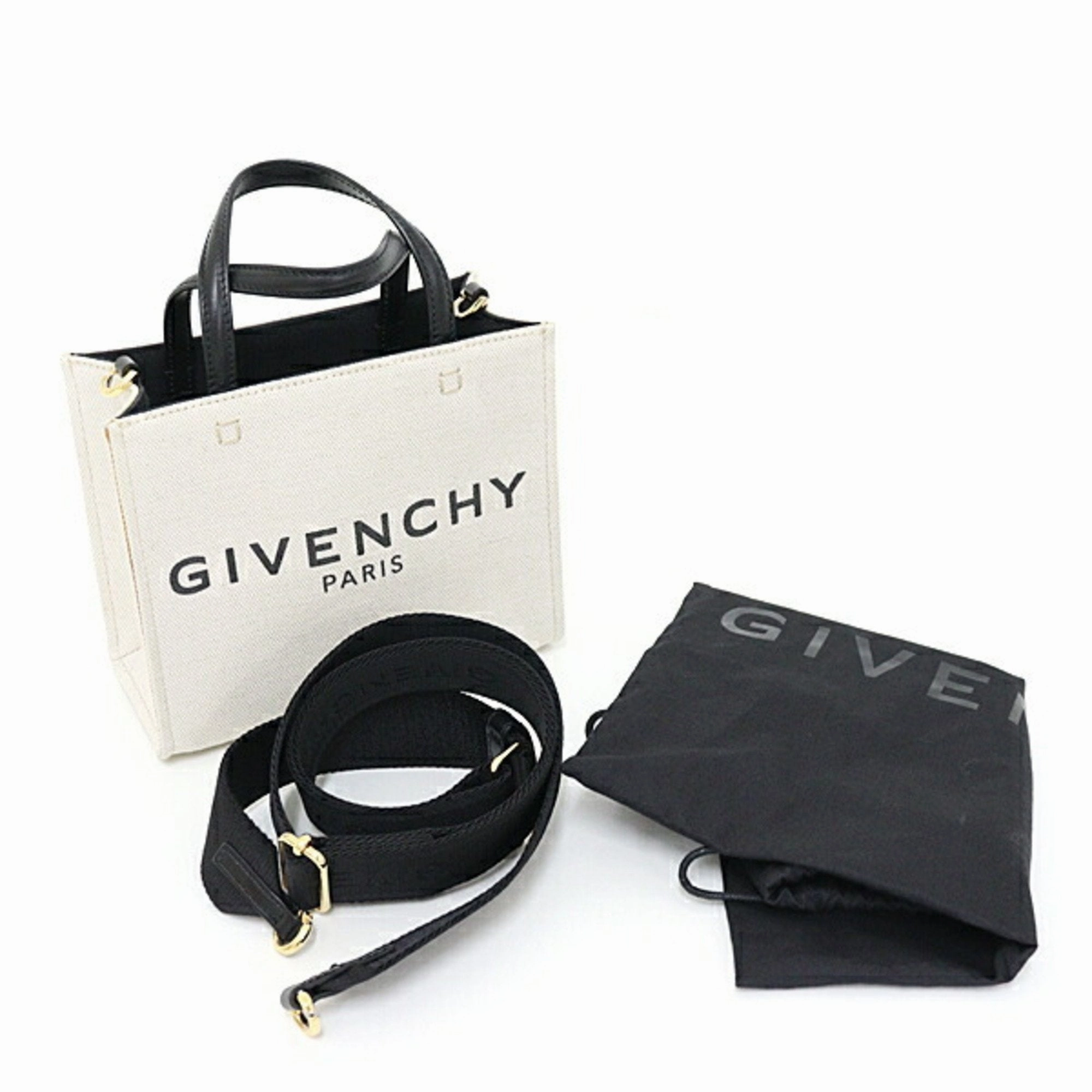 Givenchy  Linen Cotton Canvas Leather Tote Bag (Pre-Owned)