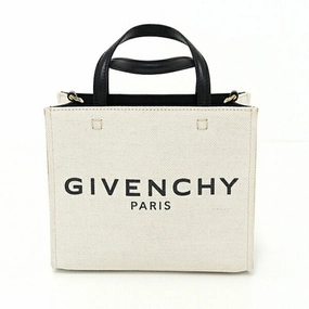 Givenchy  Linen Cotton Canvas Leather Tote Bag (Pre-Owned)