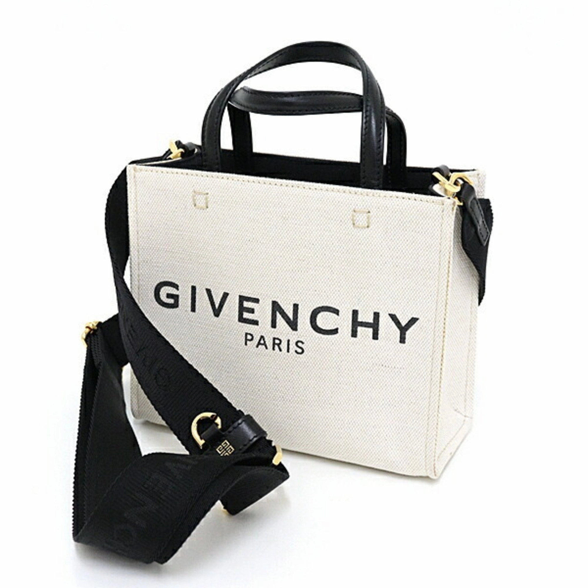 Givenchy  Linen Cotton Canvas Leather Tote Bag (Pre-Owned)
