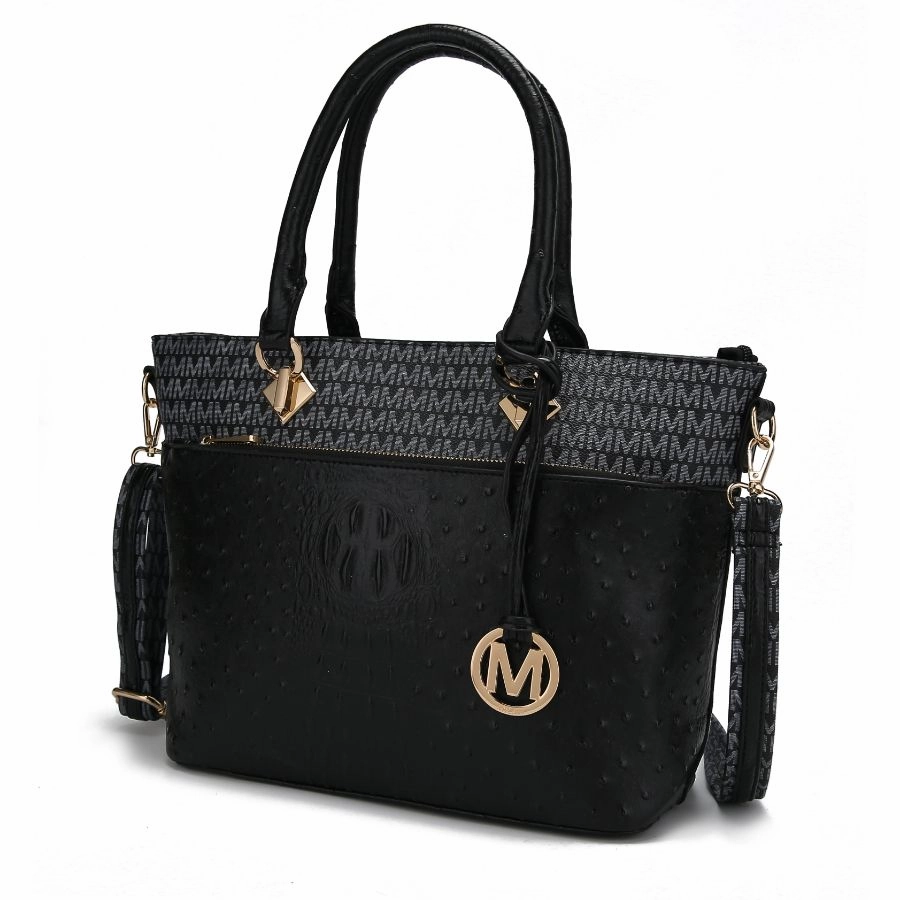 Grace Signature and Croc Embossed Tote Handbag