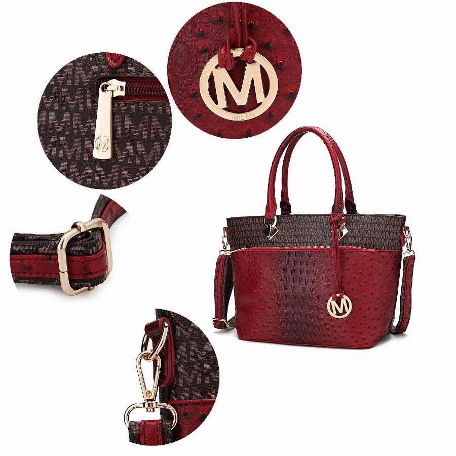 Grace Signature and Croc Embossed Tote Handbag