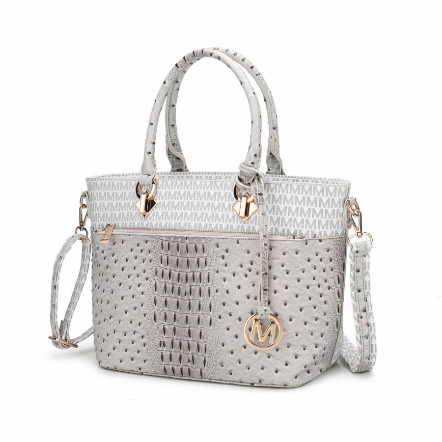 Grace Signature and Croc Embossed Tote Handbag