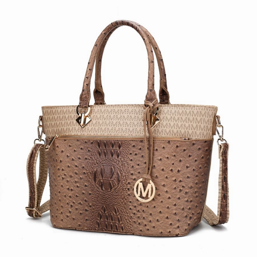 Grace Signature and Croc Embossed Tote Handbag