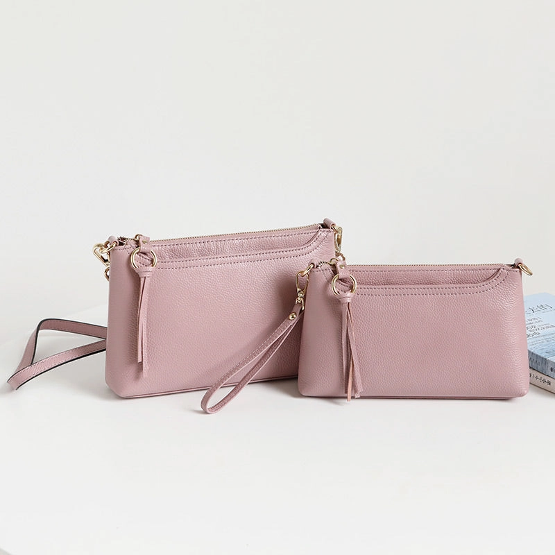 Gray Zip Leather Wristlet Wallet Womens Small Crossbody Purse Minimalist Shoulder Bag for Women