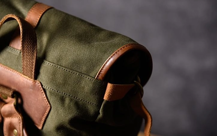 Green Canvas Mens Cool Backpack Large Travel Backpack Canvas Hiking Backpack for Men