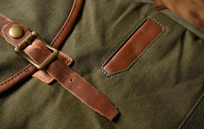 Green Canvas Mens Cool Backpack Large Travel Backpack Canvas Hiking Backpack for Men