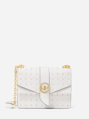 Greenwich Small Studded Quilted Faux Leather Crossbody Bag