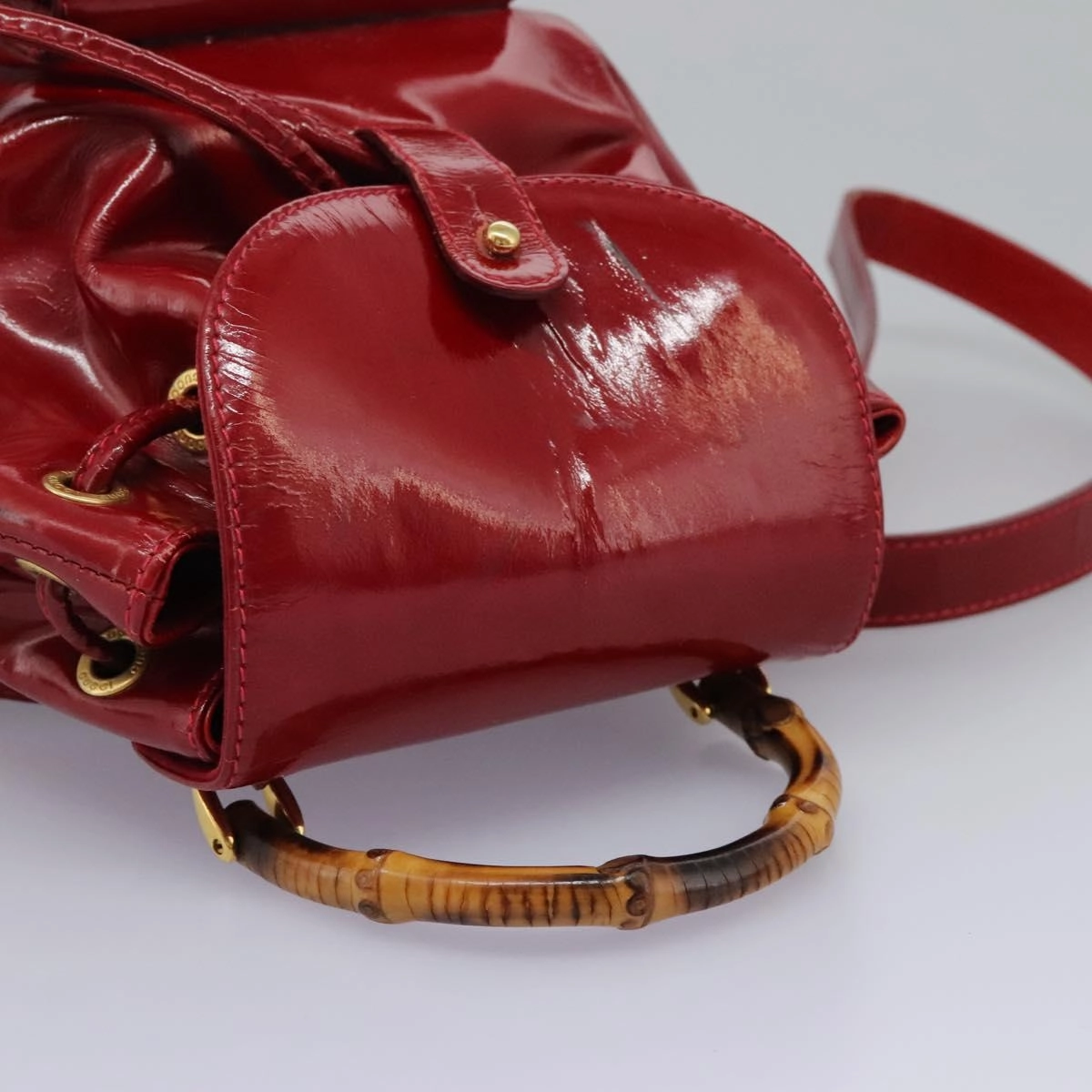 Gucci Bamboo Patent Leather Backpack Bag (Pre-Owned)