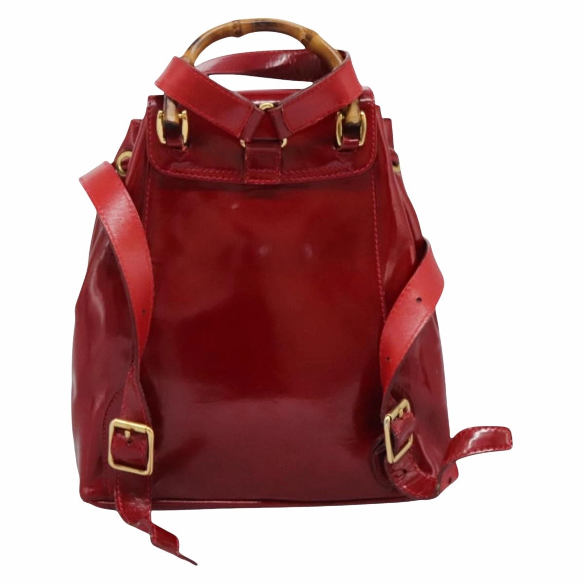 Gucci Bamboo Patent Leather Backpack Bag (Pre-Owned)