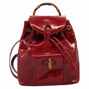 Gucci Bamboo Patent Leather Backpack Bag (Pre-Owned)